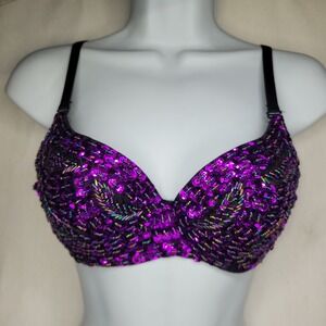 iHeartRaves Purple Sequin Beaded Festival Bra Top - Rave Wear